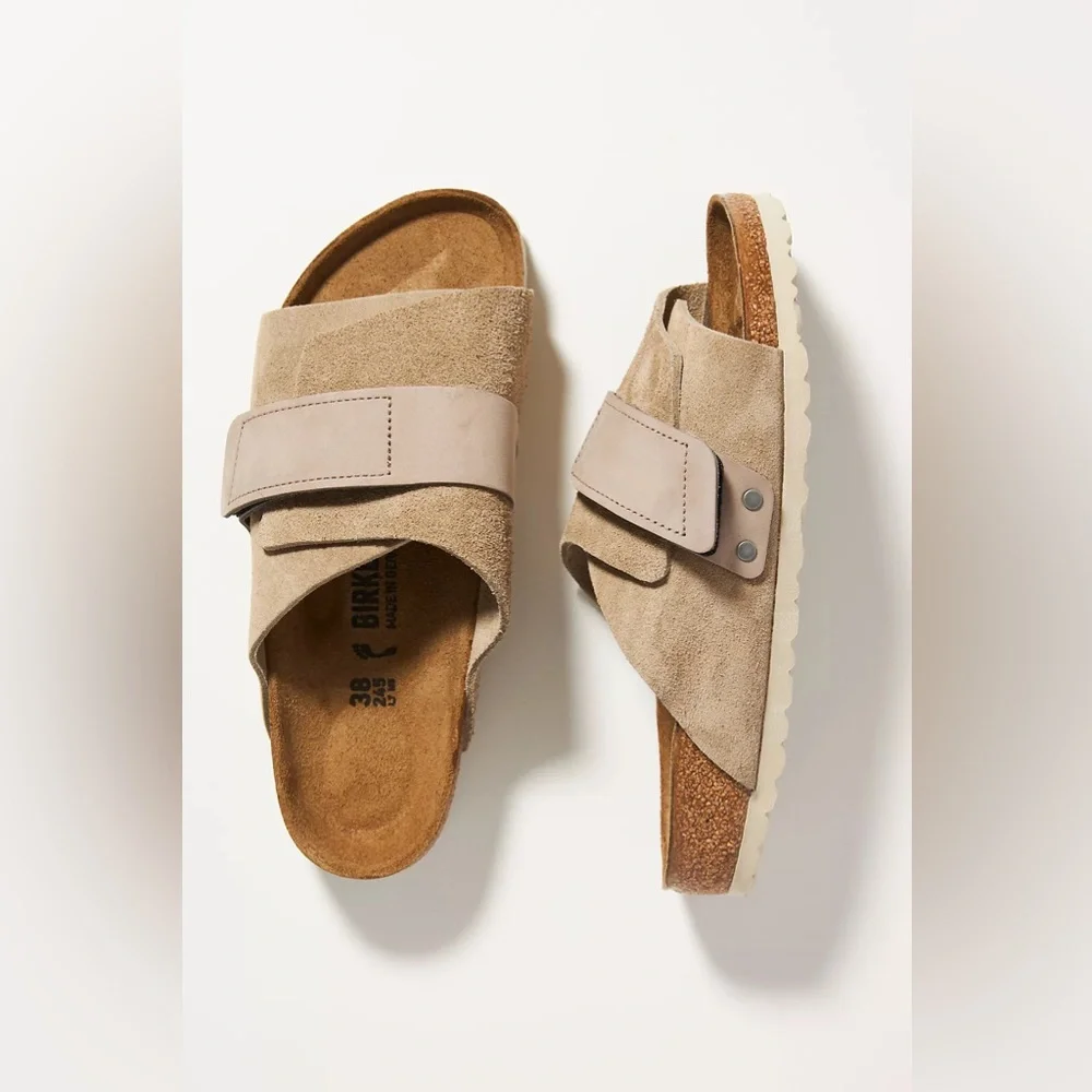 Birkenstock Kyoto Nubuck-Suede Leather Grey Taupe 38 L7, M5